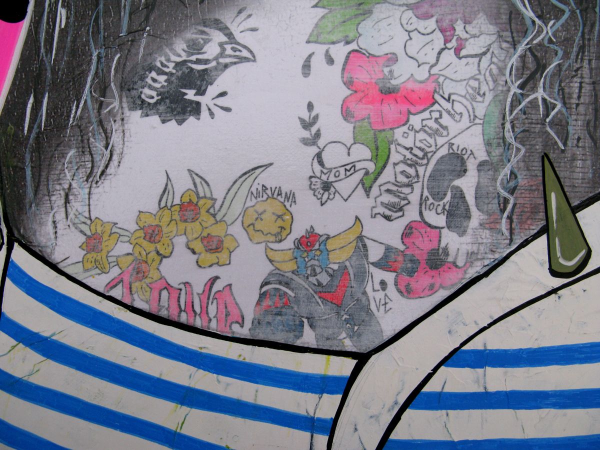 Tableau de LN LE PAPE a pour titre  Le décolleté de Mona Lisa style street pop art dim : LN LE PAPEprix:180