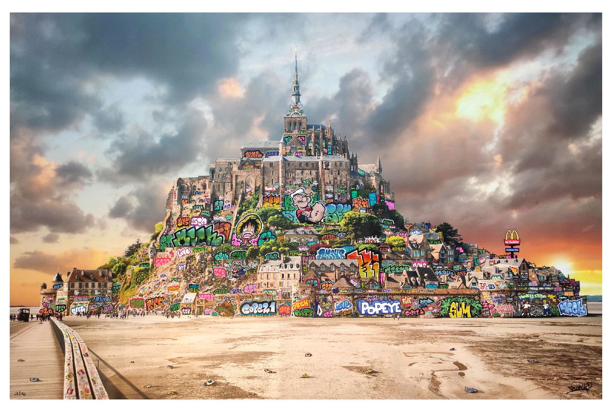 Editions d'art de BLACH a pour titre  Les pirates du Mont St Michel style street art dim : BLACHprix:100