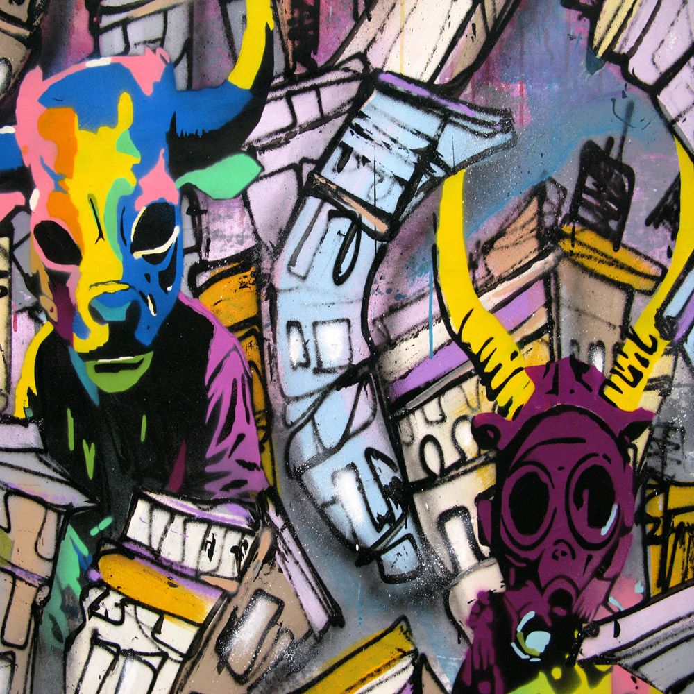 Tableau de Craig & Emer a pour titre  Les cornus style street pop art dim : Craig & Emerprix:1200