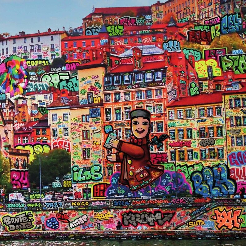 Editions d'art de BLACH a pour titre  LYON GUIGNOL style street art dim : BLACHprix:100
