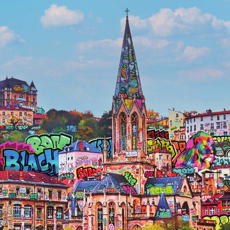 Editions d'art de BLACH a pour titre  LYON GUIGNOL style street art dim : BLACHprix:100