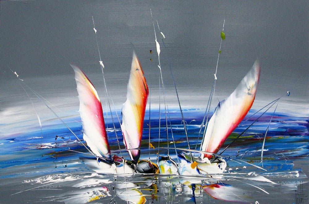 Tableau de F. BOUTET a pour titre  MARINE ABSTRAITE 83 style abstrait dim : F. BOUTETprix:800