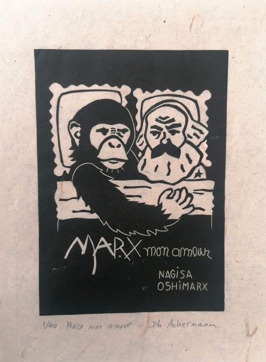 Editions d'art de PHILIPPE ACHERMANN a pour titre  MARX MON AMOUR style figuratif dim : PHILIPPE ACHERMANNprix:40