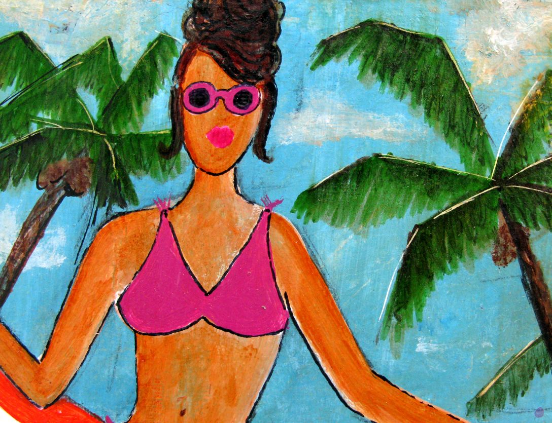 Tableau de CACOU a pour titre  Mademoiselle style graphique dim : CACOUprix:80