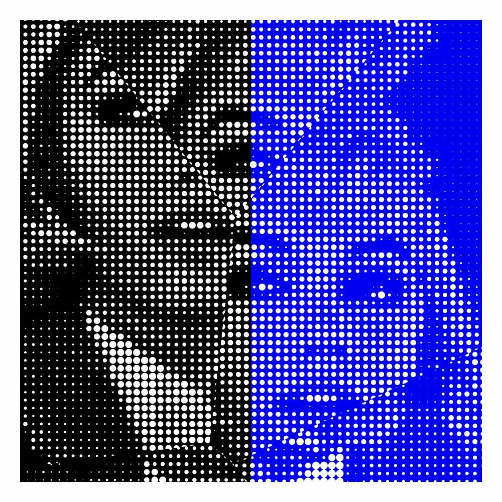 Editions d'art de WAWAPOD a pour titre  Marylin blue and black style street pop art, graphique dim : WAWAPODprix:50