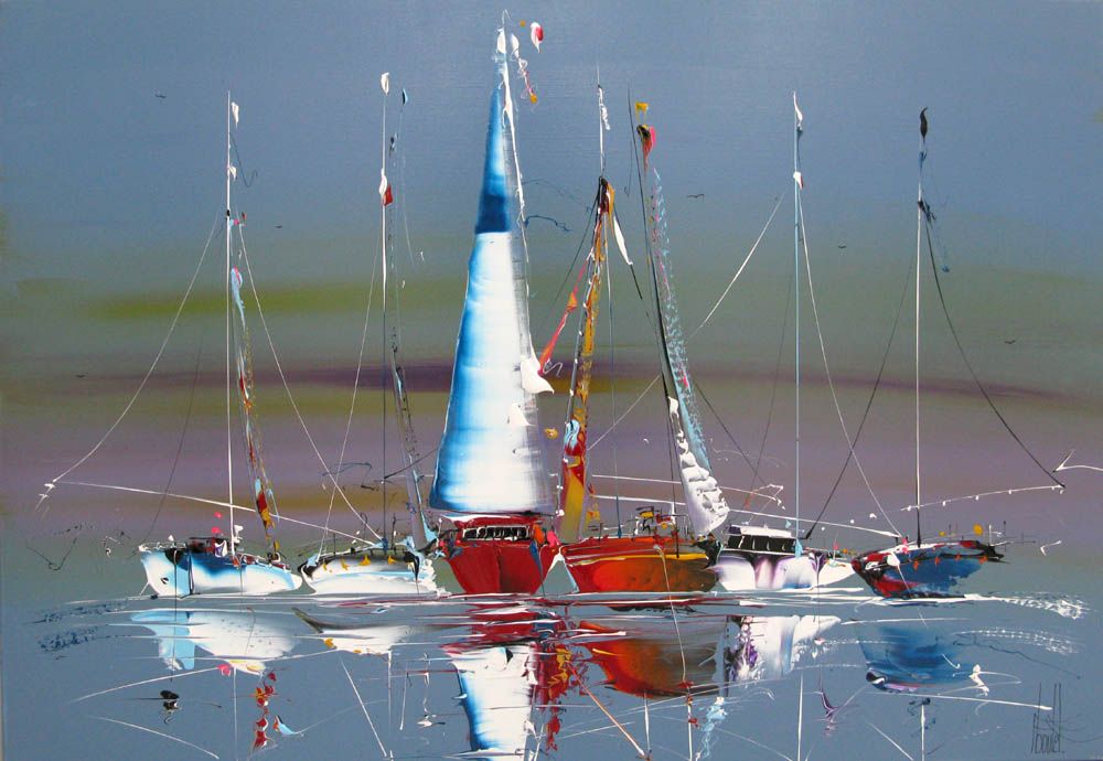 Tableau de F. BOUTET a pour titre  MARINE ABSTRAITE 80 style figuratif dim : F. BOUTETprix:1000