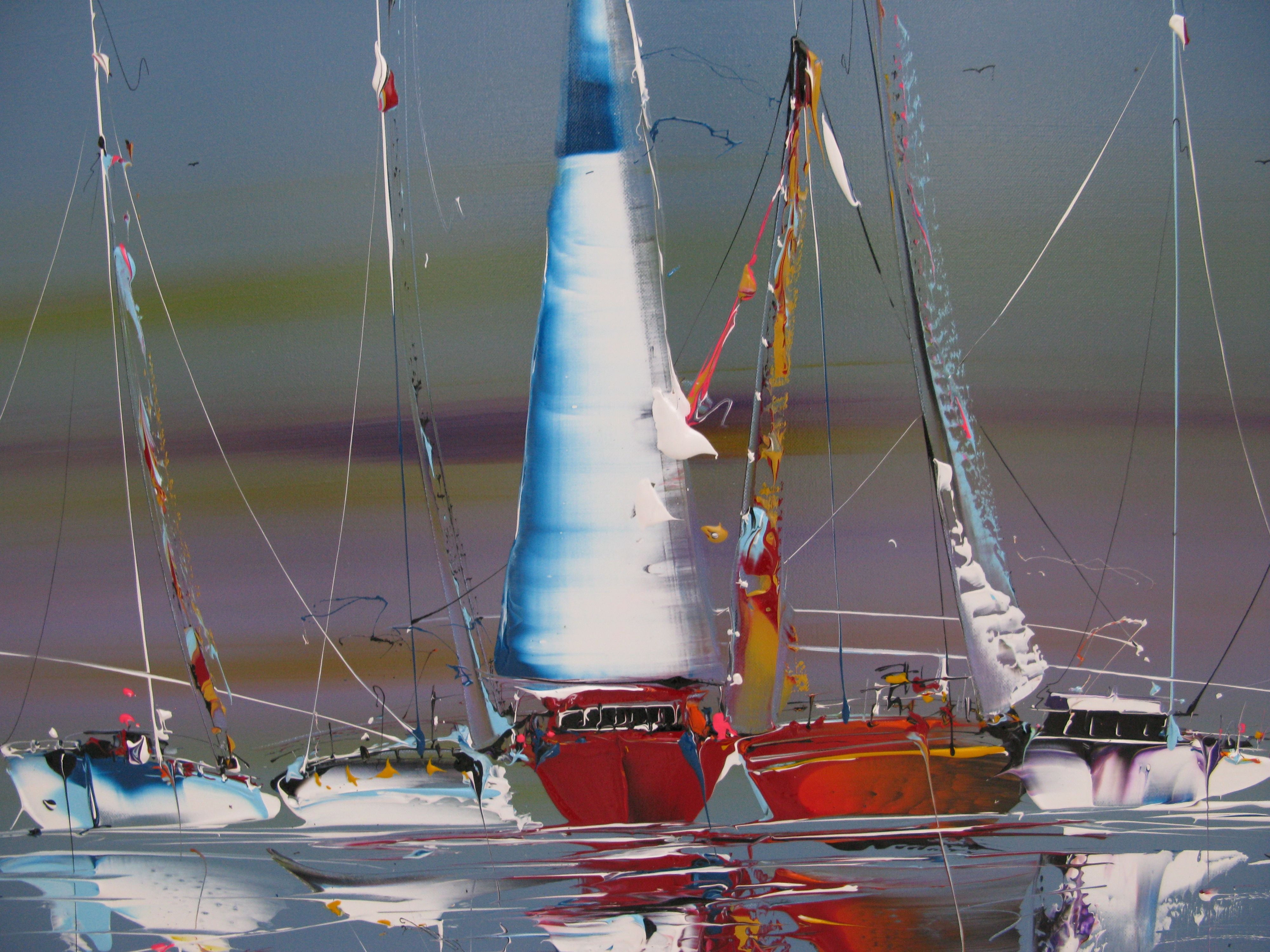 Tableau de F. BOUTET a pour titre  MARINE ABSTRAITE 80 style figuratif dim : F. BOUTETprix:1000