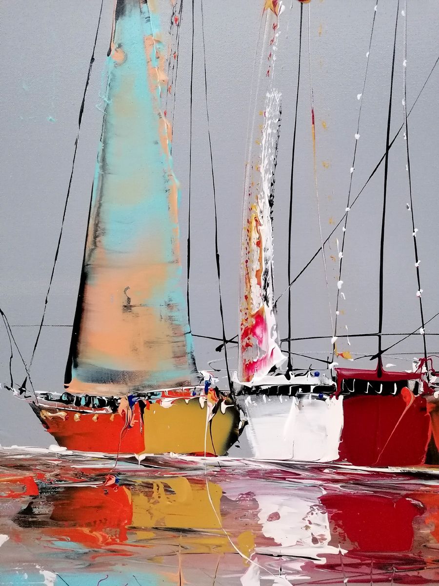 Tableau de F. BOUTET a pour titre  MARINE ABSTRAITE 2025-104 style abstrait dim : F. BOUTETprix:650