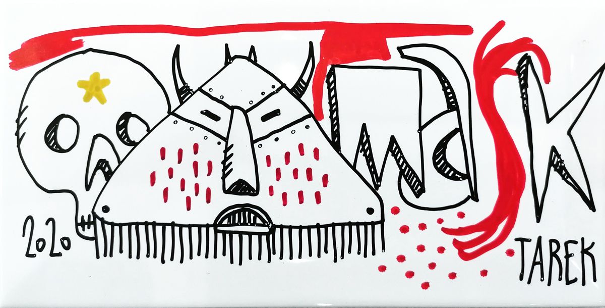 Sculpture de TAREK a pour titre  MASK style graphique dim : TAREKprix:120