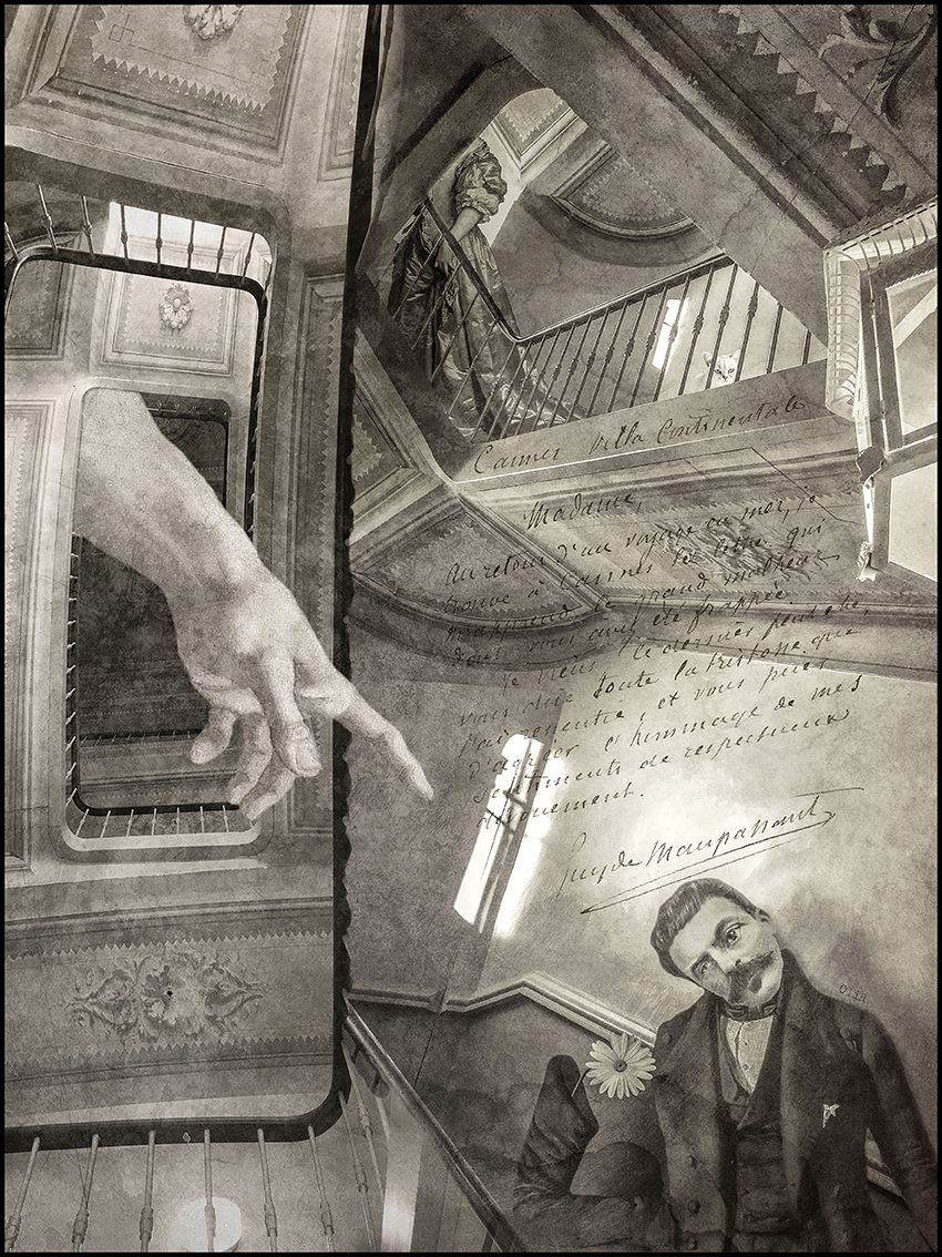 Editions d'art de OliR a pour titre  MAUPASSANT PORTRAIT style figuratif, graphique dim : OliRprix:70