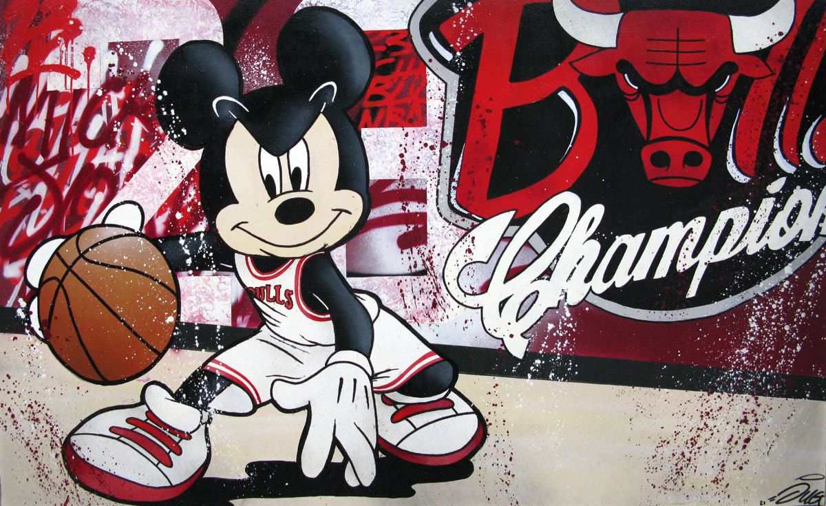 Tableau de JUG a pour titre  MICKEY BULLS style street pop art dim : JUGprix:1500