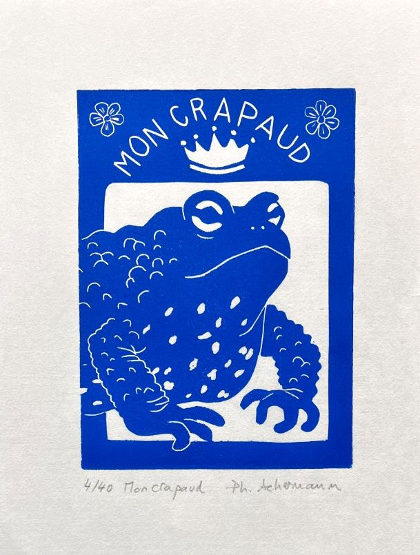 Editions d'art de PHILIPPE ACHERMANN a pour titre  MON CRAPAUD style figuratif dim : PHILIPPE ACHERMANNprix:40