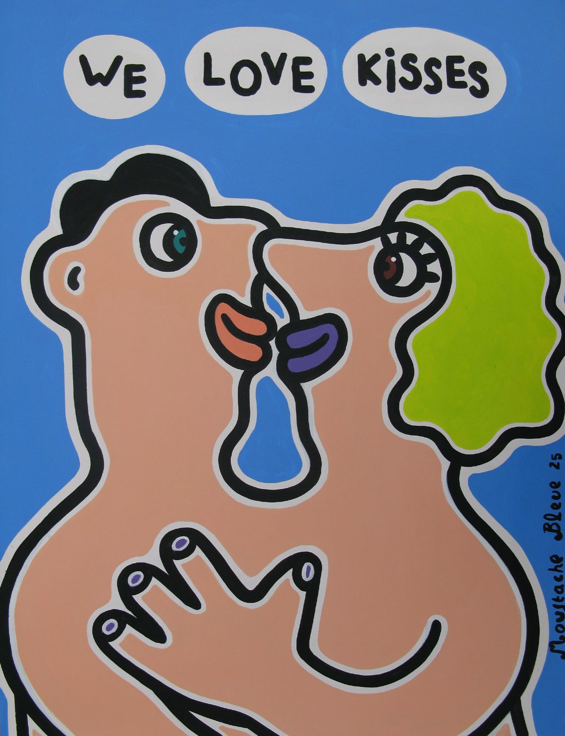 Dessin de MOUSTACHE BLEUE a pour titre  We love kisses 3 style figuratif dim : MOUSTACHE BLEUEprix:120