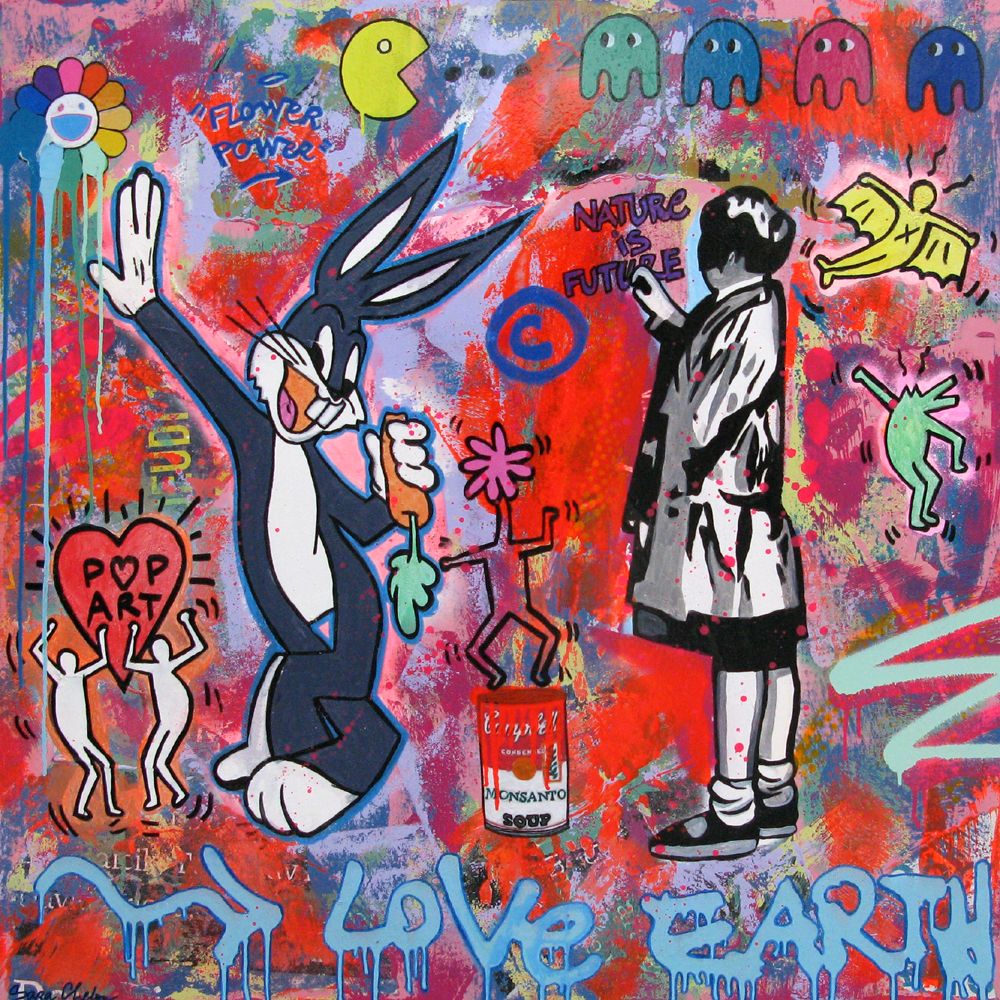 Tableau de SARA CHELOU a pour titre  Nature is Future style street pop art dim : SARA CHELOUprix:1100
