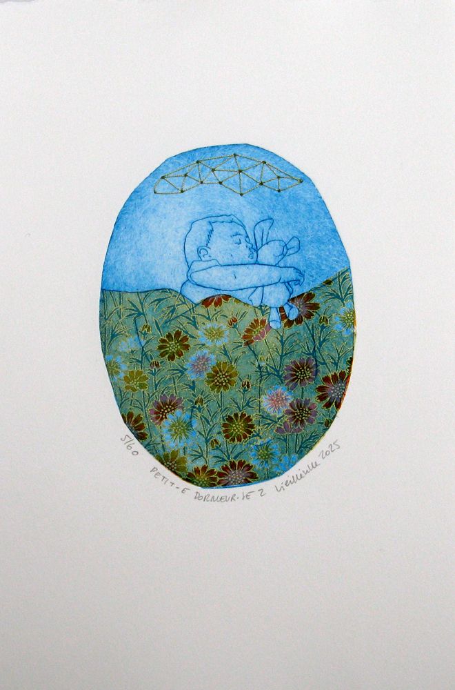 Editions d'art de NAVIEILLEVILLE a pour titre  Petit-e dormeur-se 2 style figuratif, graphique dim : NAVIEILLEVILLEprix:42