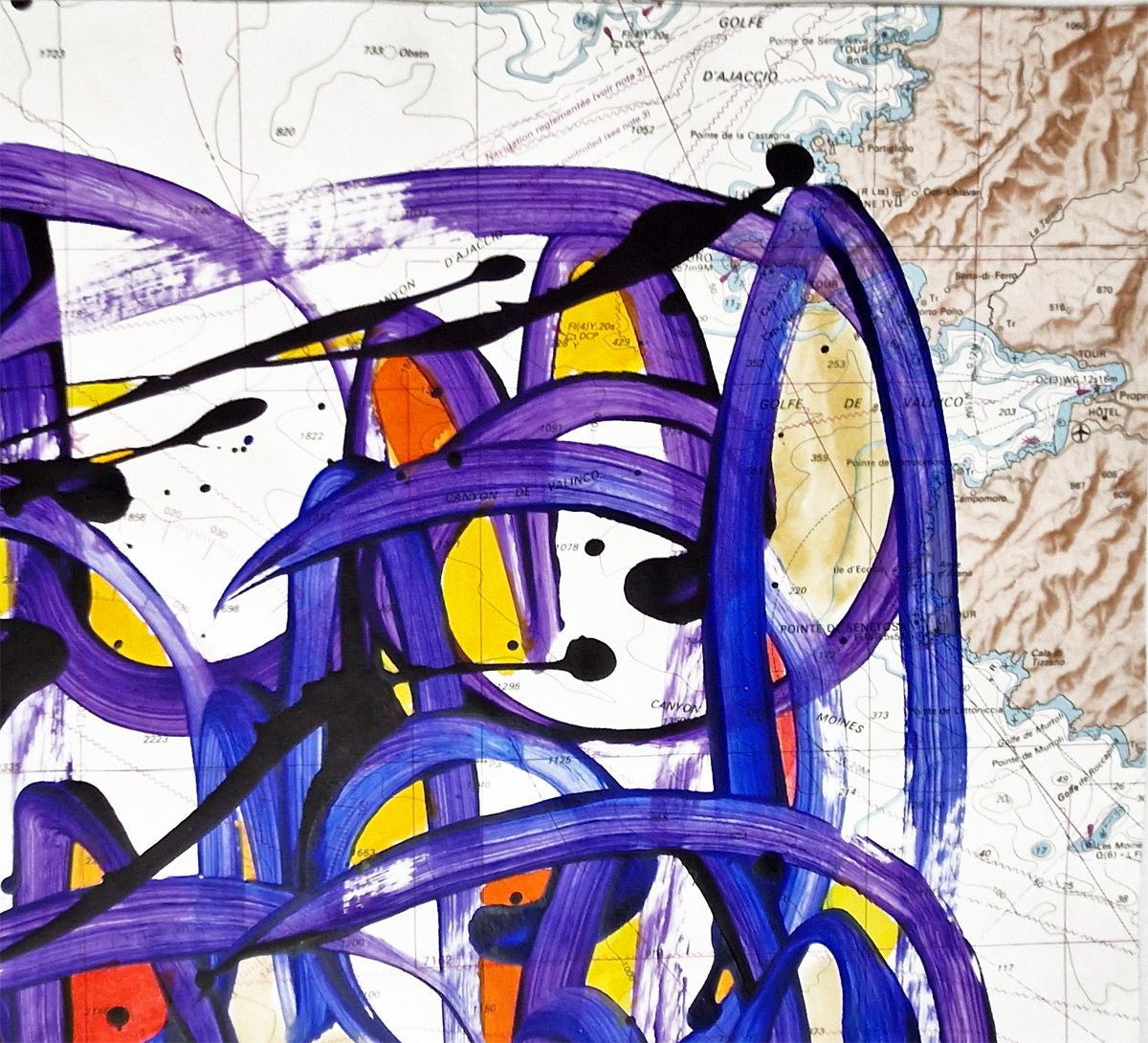 Tableau de STEPHANE RIME a pour titre  NONAME CARTE MARITIME  N°10 style graphique dim : STEPHANE RIMEprix:140