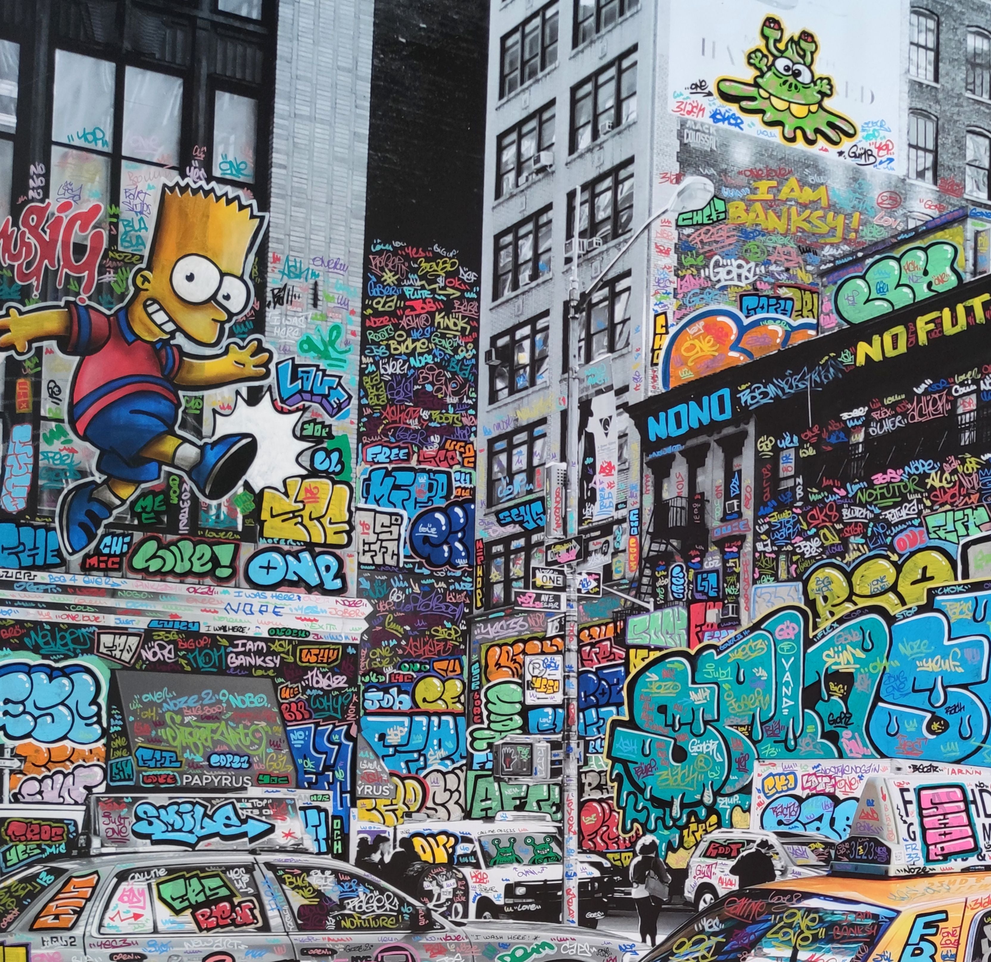 Editions d'art de BLACH a pour titre  New-York Taxi Bart style street art dim : BLACHprix:100
