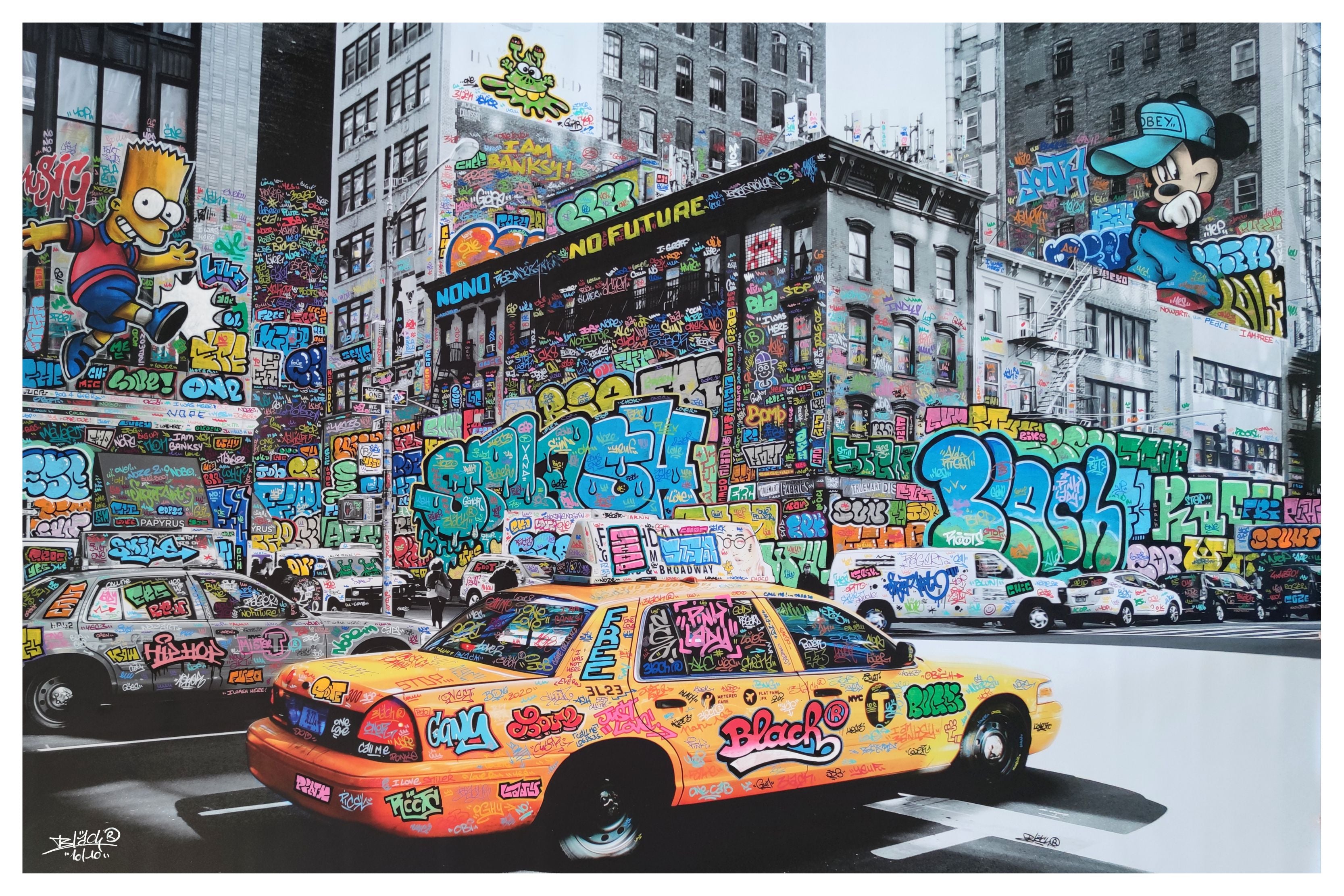 Editions d'art de BLACH a pour titre  New-York Taxi Bart style street art dim : BLACHprix:100