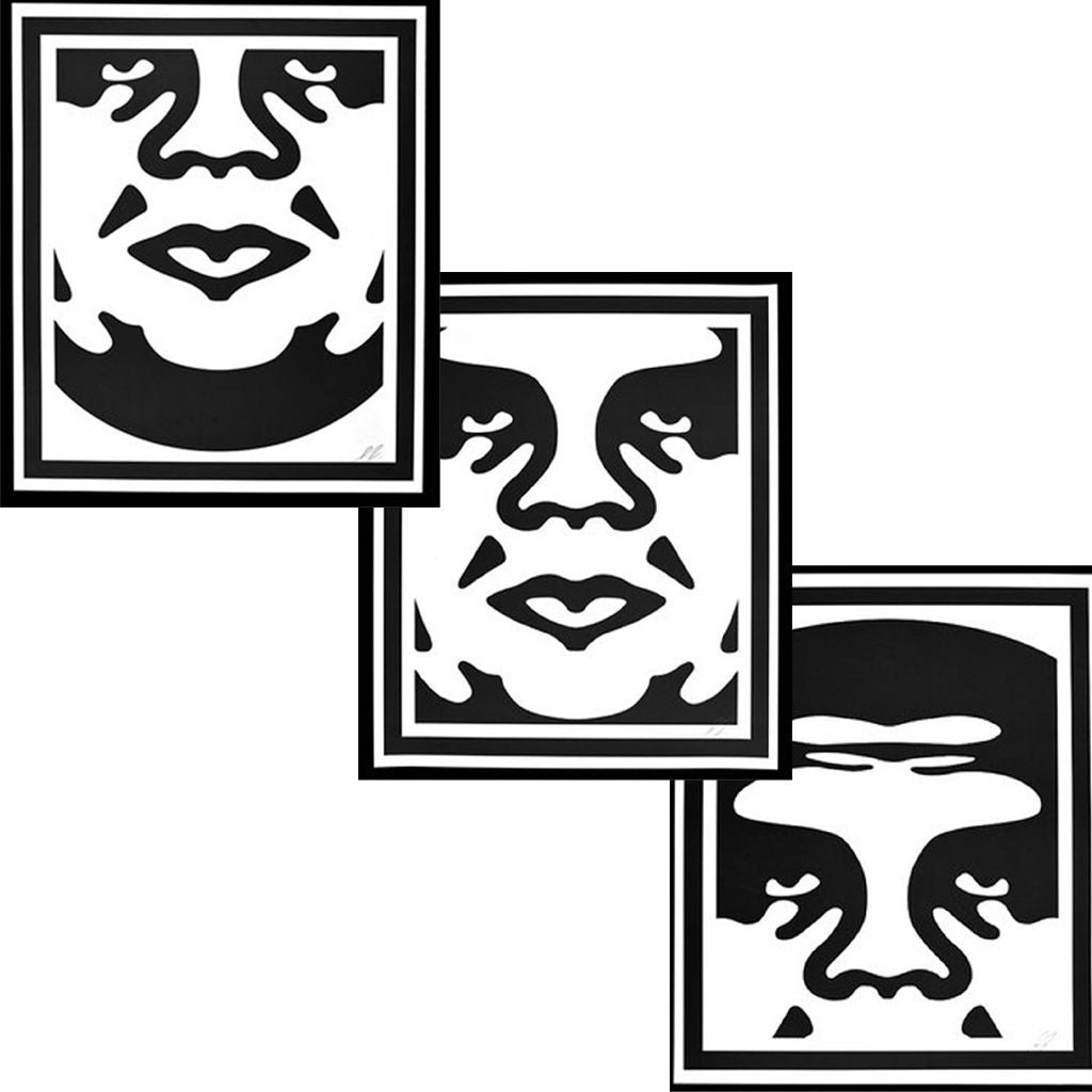 Editions d'art de OBEY : SHEPARD FAIREY  a pour titre  OBEY 3-FACE (WHITE) style street pop art dim : OBEY : SHEPARD FAIREY prix:130