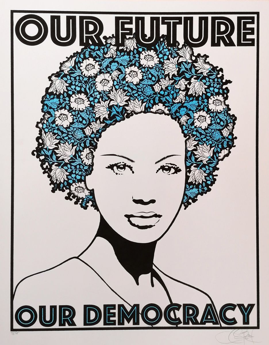 Editions d'art de CHUCK SPERRY a pour titre  OUR FUTURE , OUR DEMOCRACY TEST BLUE style figuratif dim : CHUCK SPERRYprix:600