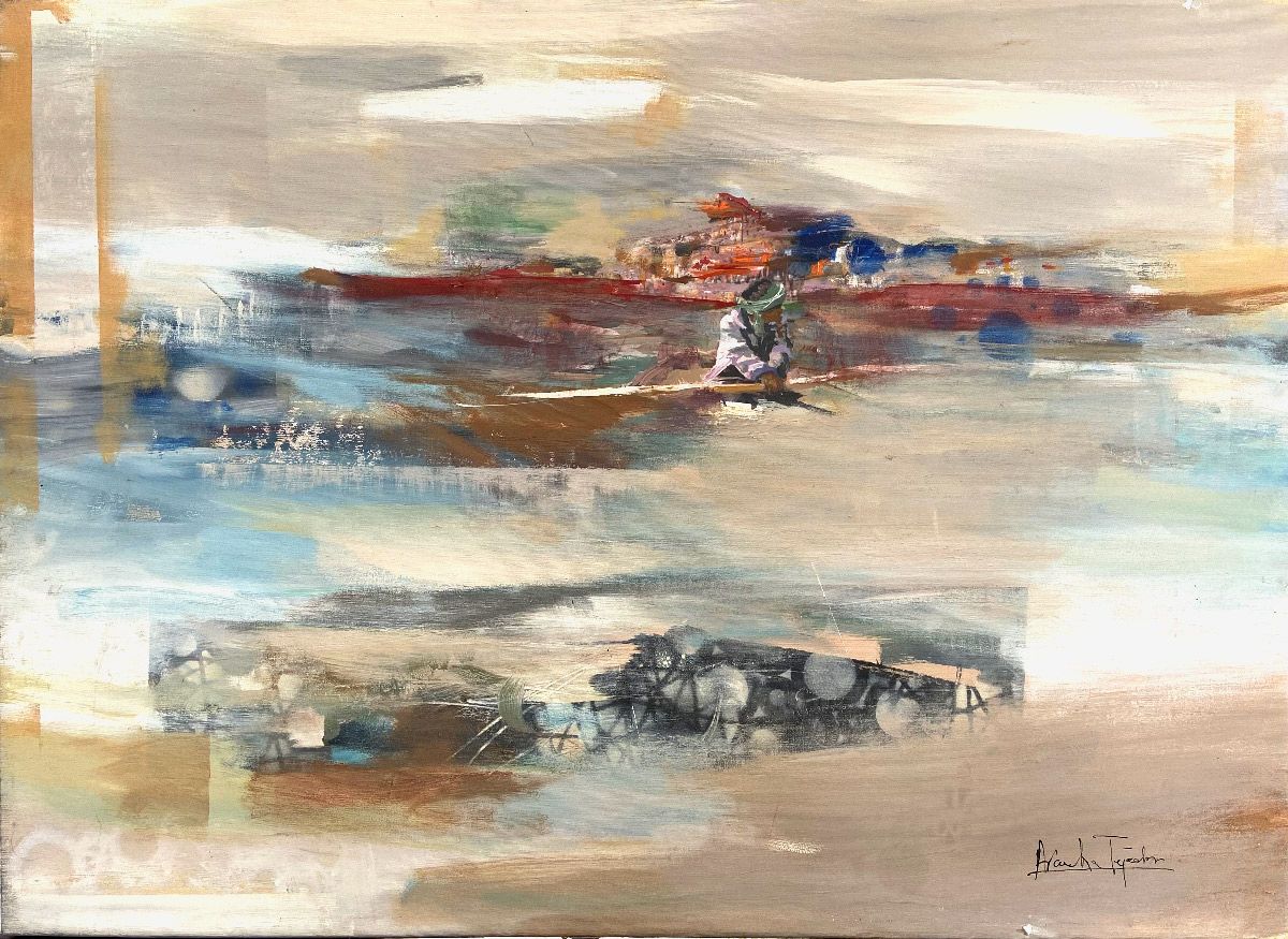 Tableau de ARANCHA TEJEDOR a pour titre  BATEAU style abstrait dim : ARANCHA TEJEDORprix:700