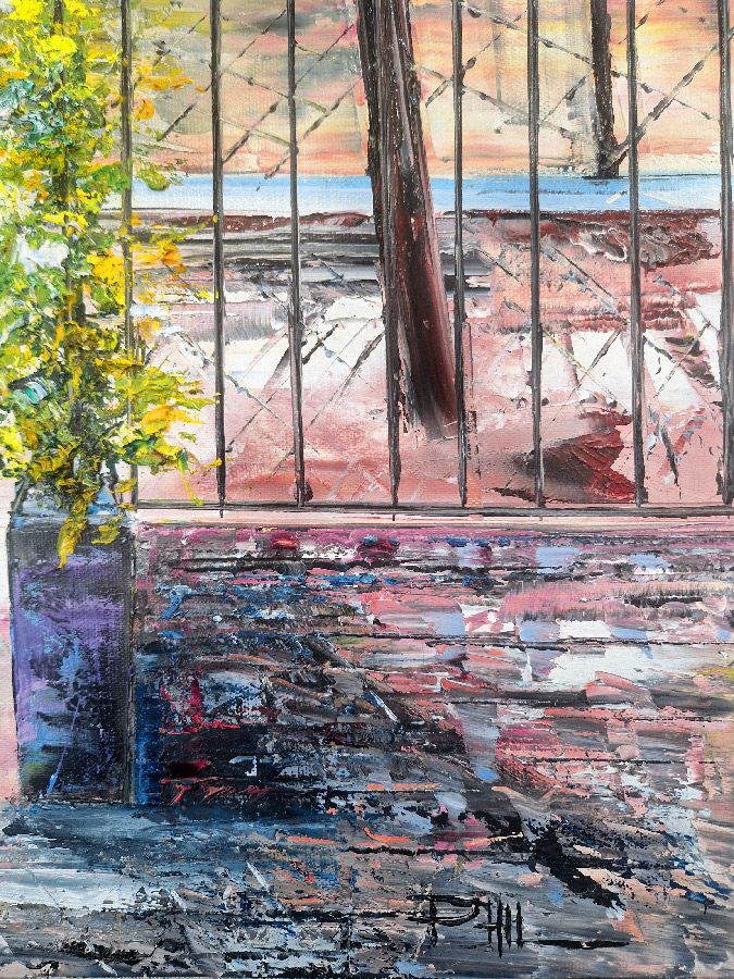 Tableau de PHIL a pour titre  Escalier de Montmartre, Paris style figuratif dim : PHILprix:850