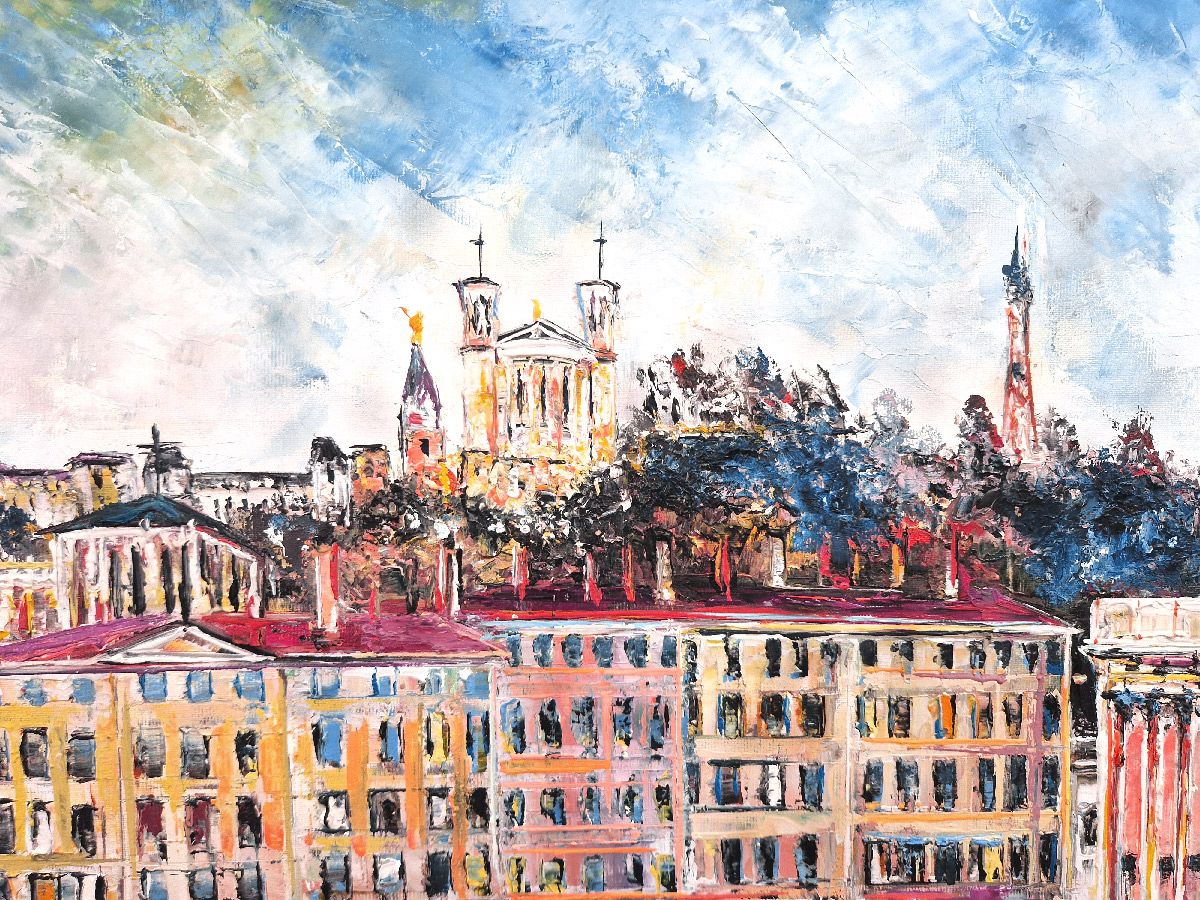 Tableau de PHIL a pour titre  Saint-Jean, Lyon style figuratif dim : PHILprix:700
