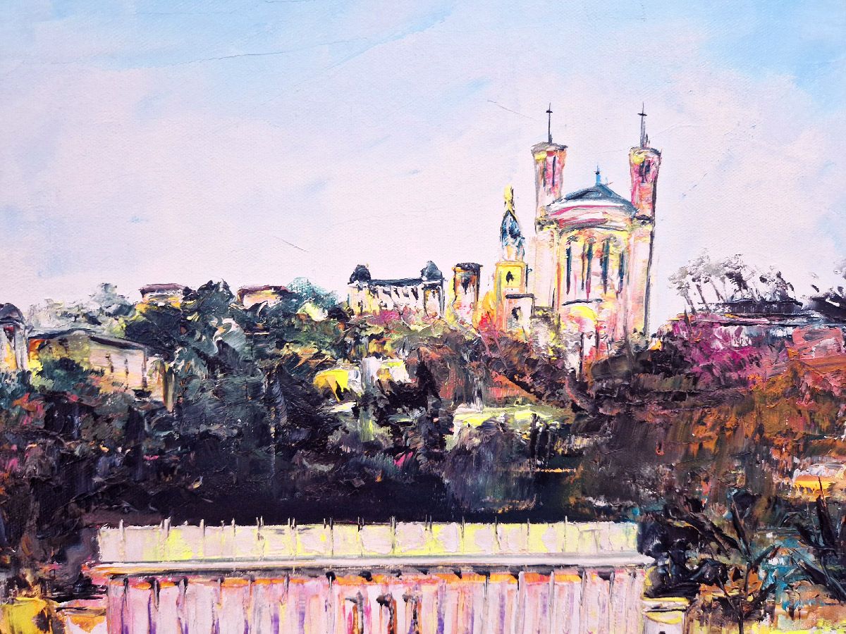 Tableau de PHIL a pour titre  Quais de la Saône, Lyon style figuratif dim : PHILprix:550