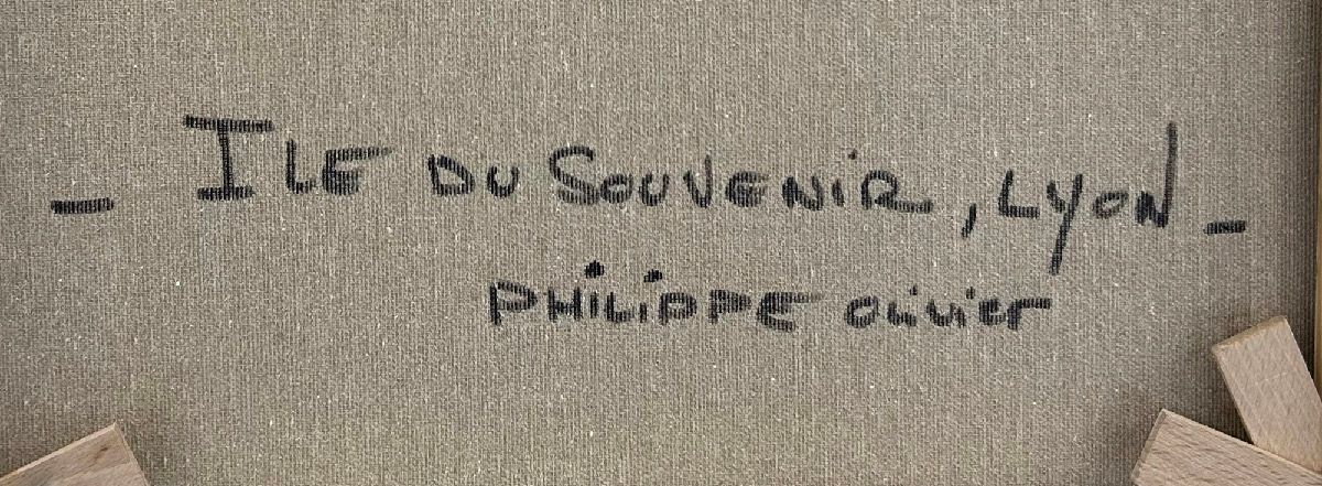 Tableau de PHIL a pour titre  Île du souvenir, Lyon style figuratif dim : PHILprix:600