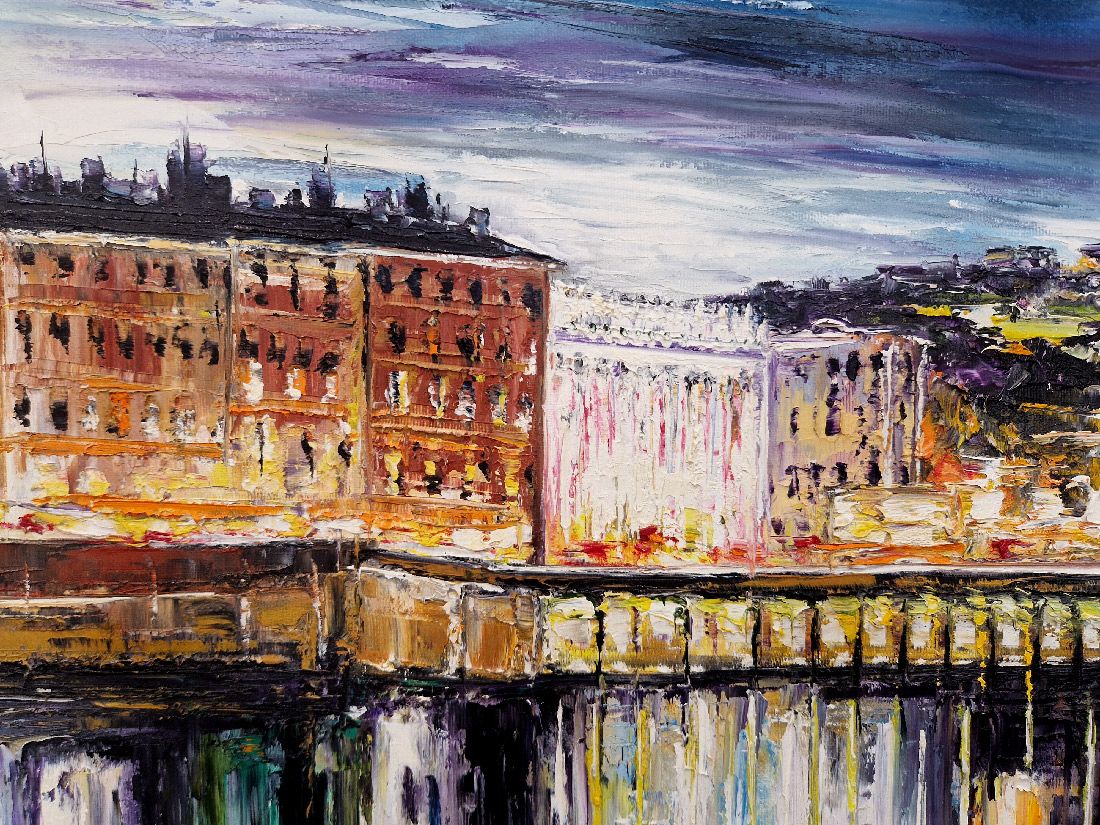 Tableau de PHIL a pour titre  Quai de la Saône, Lyon style figuratif dim : PHILprix:700