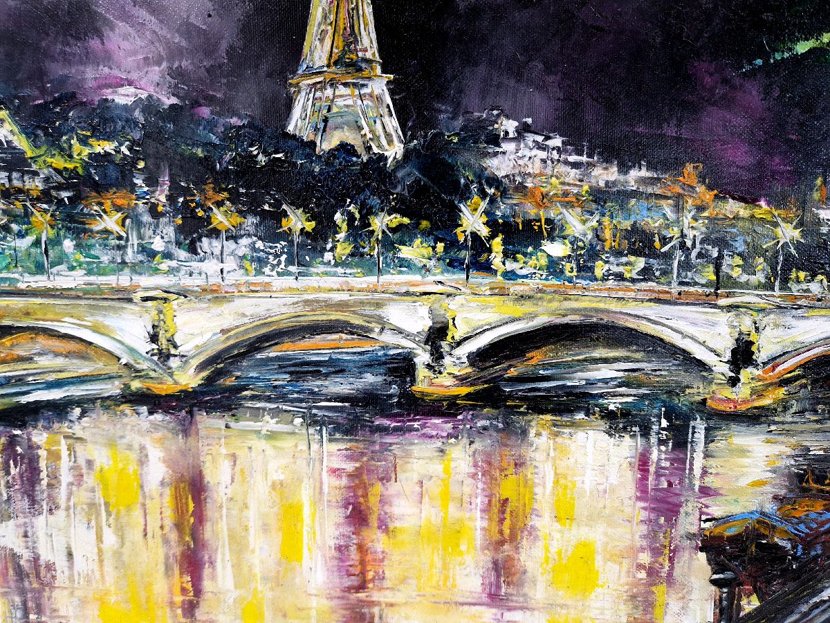 Tableau de PHIL a pour titre  Pont de Paris style figuratif dim : PHILprix:350