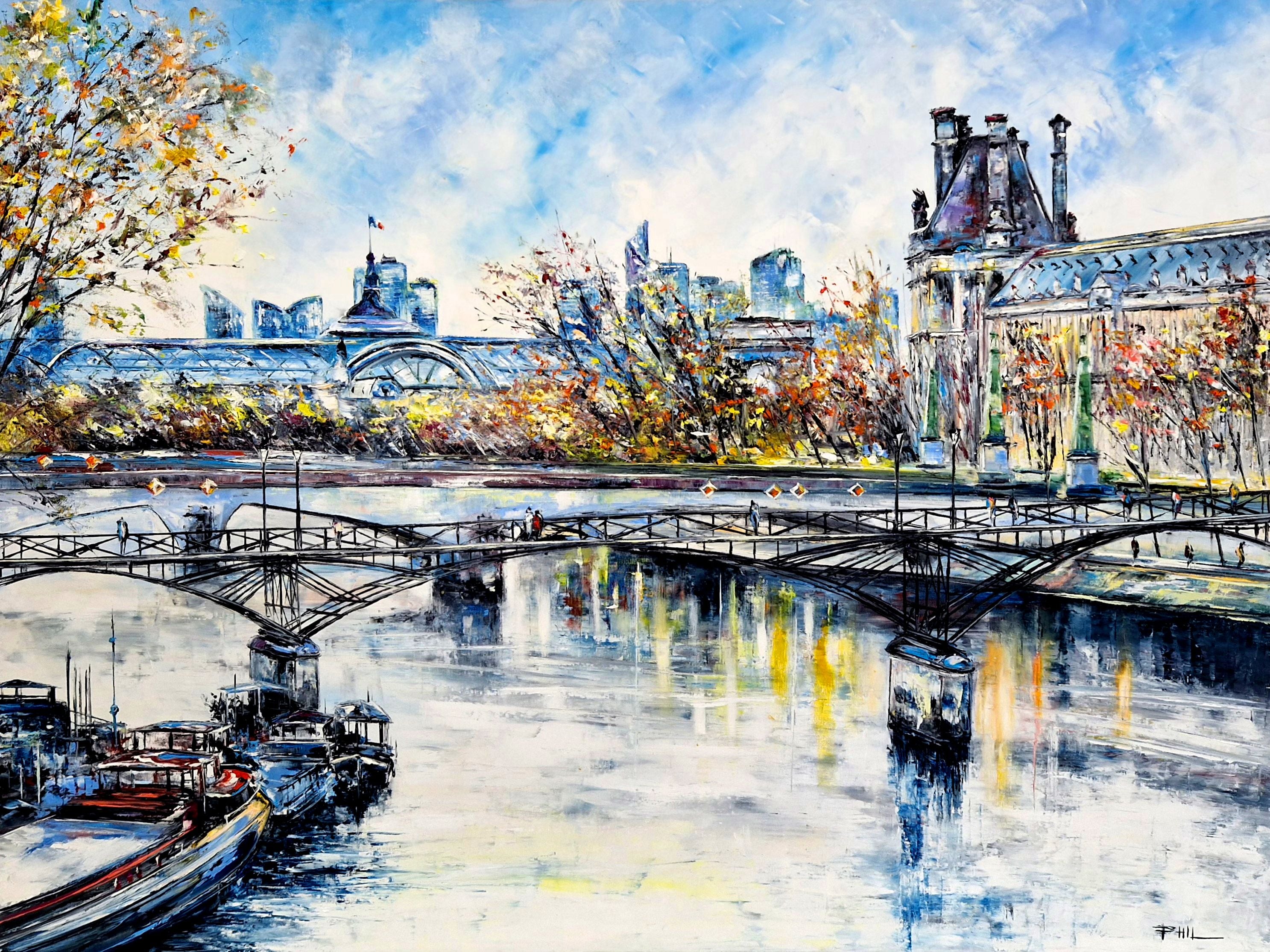 Tableau de PHIL a pour titre  Pont des Arts. Paris - L'Automne style figuratif dim : PHILprix:850
