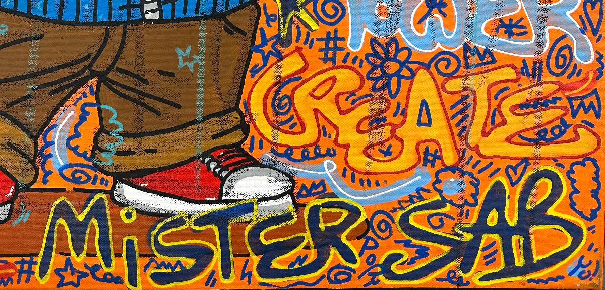Tableau de RICO SAB a pour titre  Think positive style street pop art, street art dim : RICO SABprix:600