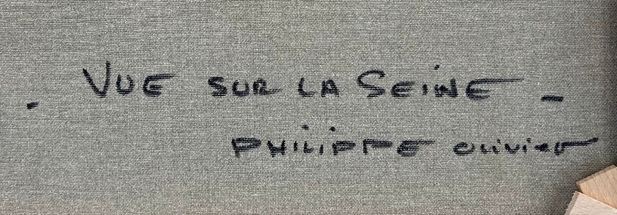 Tableau de PHIL a pour titre  Vue sur la Seine style figuratif dim : PHILprix:350