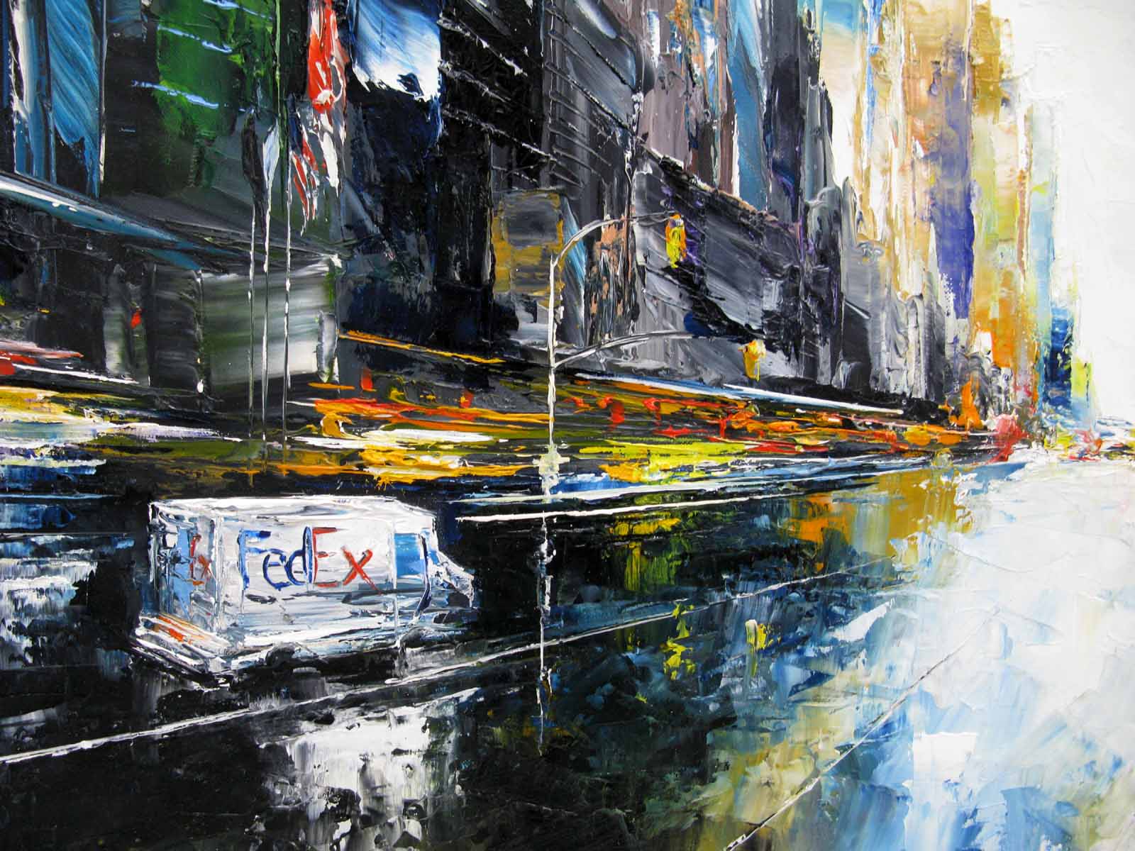 Tableau de PHIL a pour titre  Avenue N.Y style figuratif dim : PHILprix:700