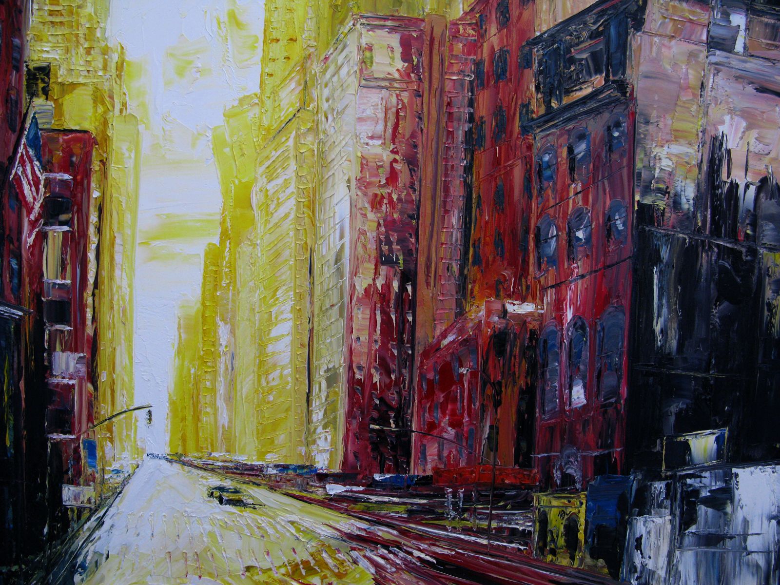 Tableau de PHIL a pour titre  Yellow and red, NY style figuratif dim : PHILprix:700
