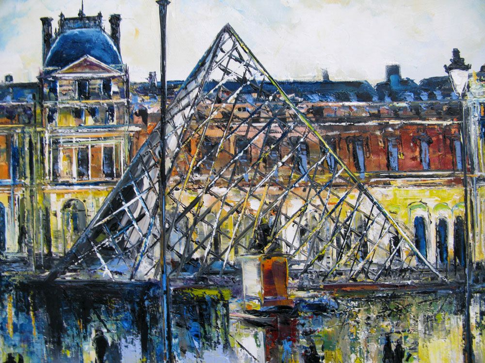 Tableau de PHIL a pour titre  Le Louvre, Paris style figuratif dim : PHILprix:850