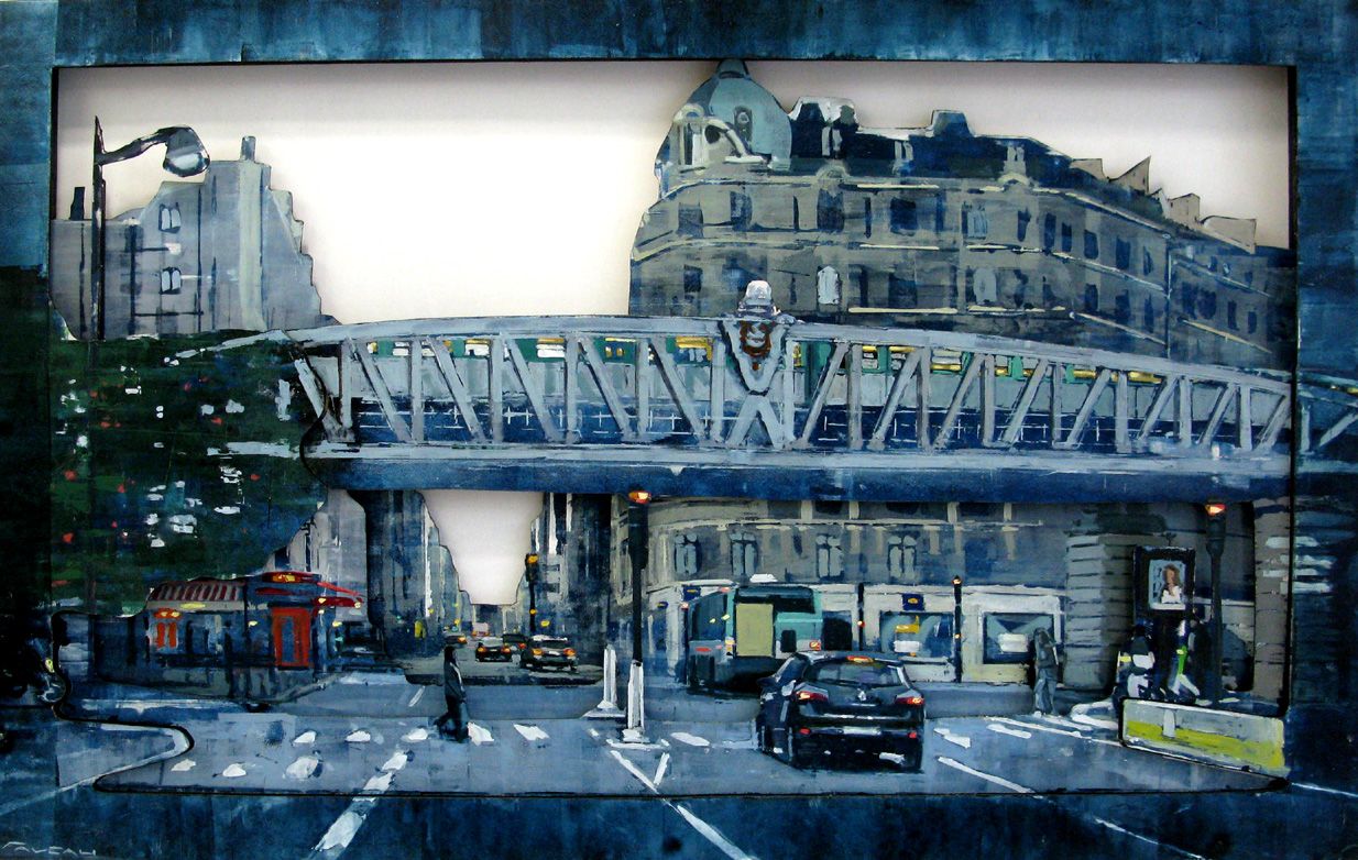 Tableau de ADRIEN FAVEAU a pour titre  PLACE HENRI QUEILLE style figuratif, graphique dim : ADRIEN FAVEAUprix:4400