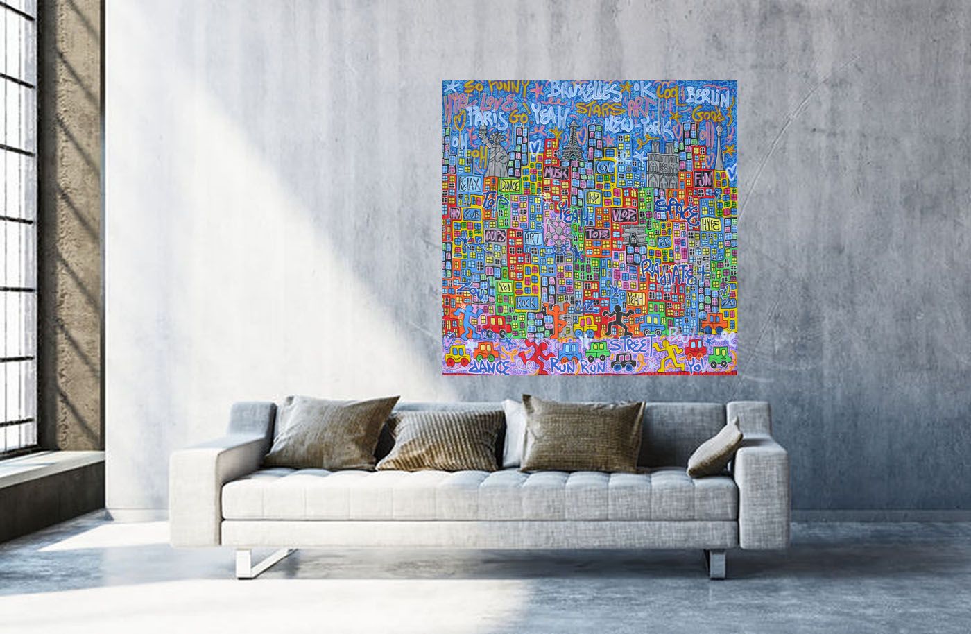 Tableau de RICO SAB a pour titre  BX PARIS NY BERLIN style street pop art dim : RICO SABprix:1900