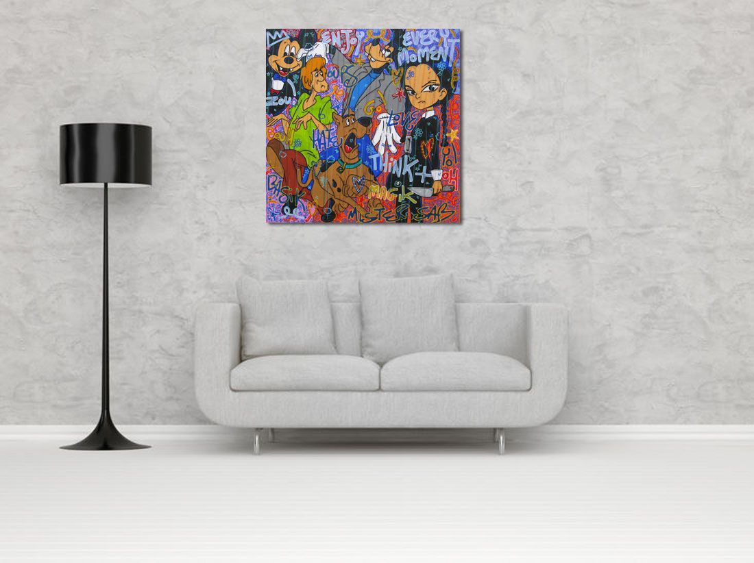 Tableau de RICO SAB a pour titre  ENJOY EVERY MOMENT style street pop art, street art dim : RICO SABprix:950