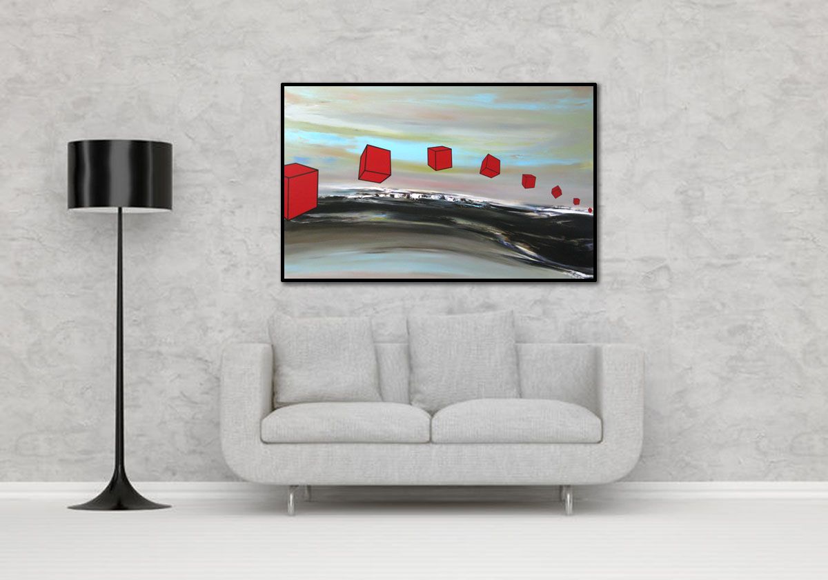 Tableau de RUELLE-MERCHER a pour titre  VERS D'AUTRES PAYSAGES style abstrait dim : RUELLE-MERCHERprix:1600