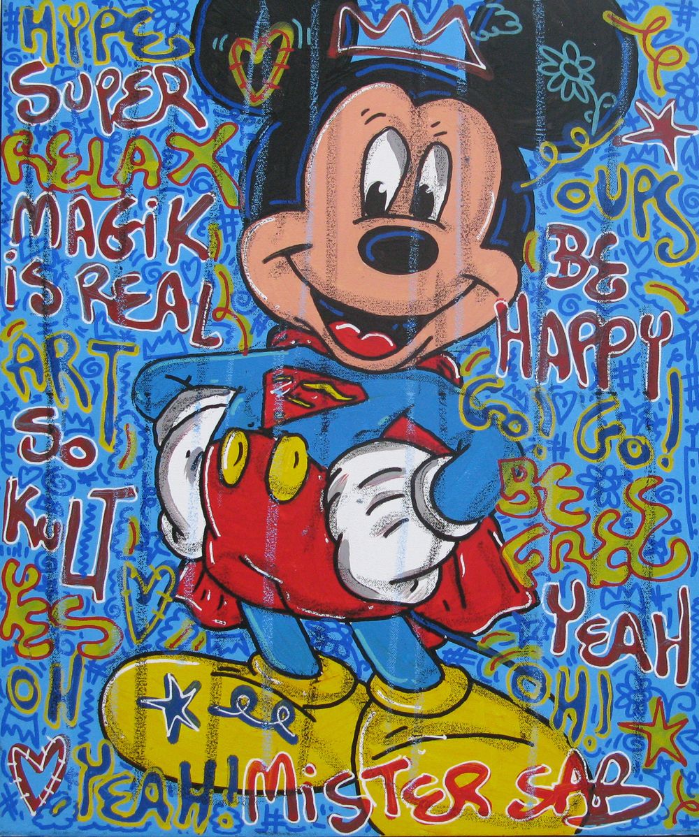 Tableau de RICO SAB a pour titre  Hey super mickey style street pop art, street art dim : RICO SABprix:290
