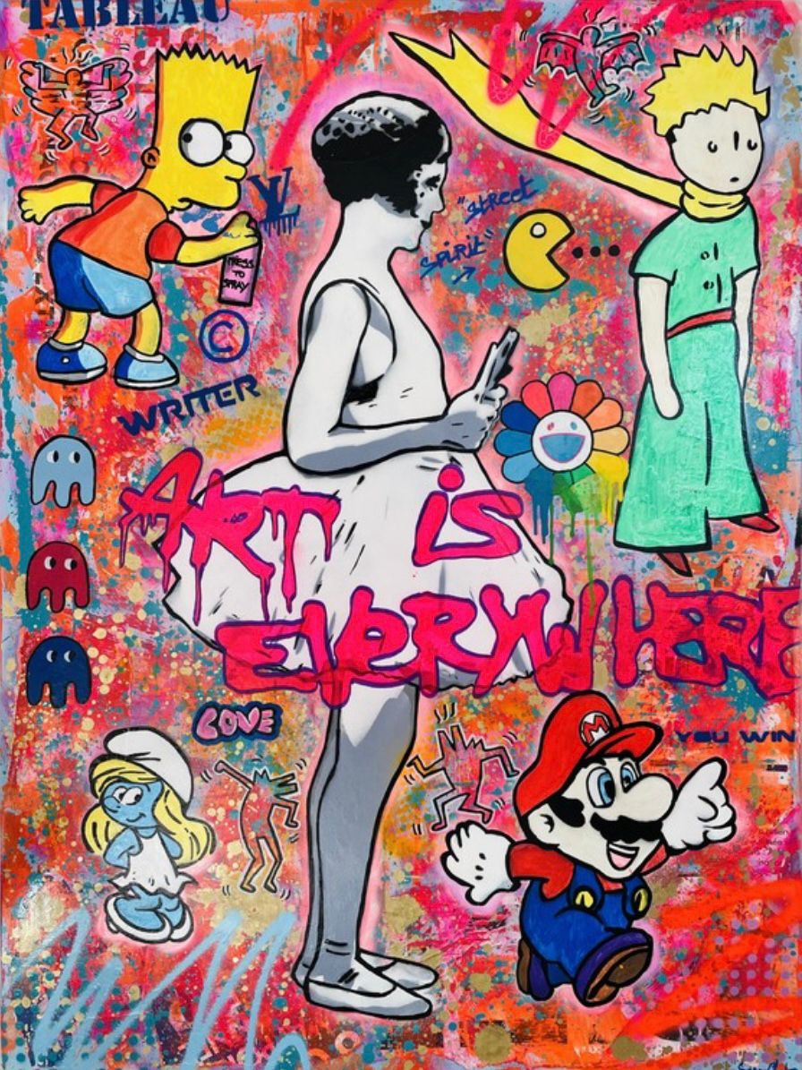 Tableau de SARA CHELOU a pour titre  Art is everywhere style street pop art, street art dim : SARA CHELOUprix:1300