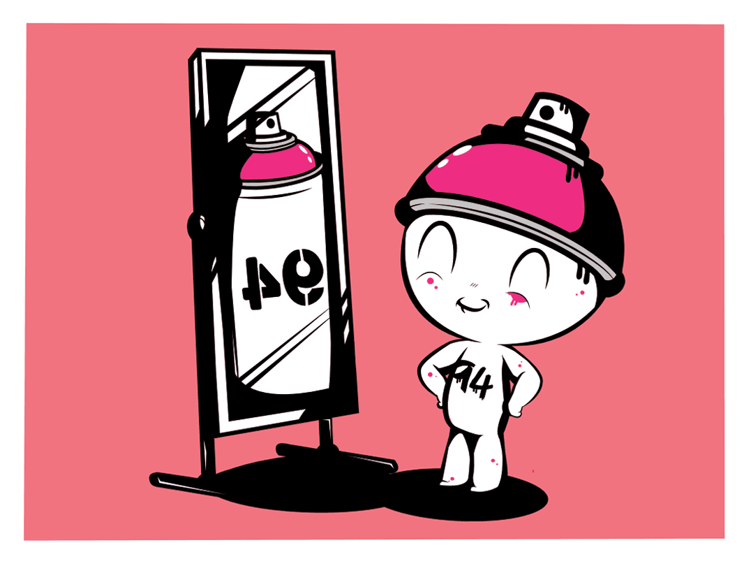 Editions d'art de JUAN SPRAY a pour titre  SELF ESTEEM PINK style street art, graphique dim : JUAN SPRAYprix:70