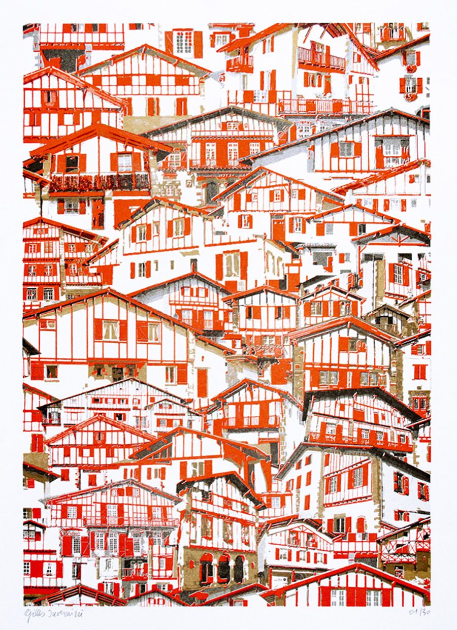 Editions d'art de GILLES INVERNIZZI a pour titre  PAYS BASQUE (FRANCE) style figuratif, graphique dim : GILLES INVERNIZZIprix:50