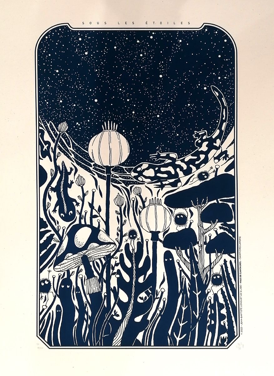 Editions d'art de JIBE a pour titre  SOUS LES ETOILES Regular style graphique dim : JIBEprix:80