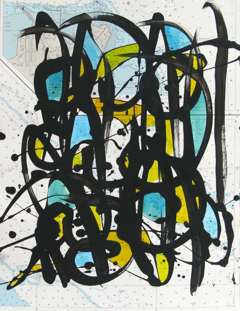 Dessin de STEPHANE RIME a pour titre  NONAME CARTE MARINE B18 style abstrait dim : STEPHANE RIMEprix:
