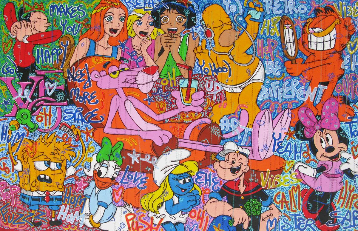 Tableau de RICO SAB a pour titre  Toons Party style street pop art dim : RICO SABprix:2200