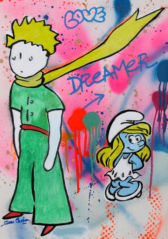 Dessin de SARA CHELOU a pour titre  Love dreamer style street pop art, street art dim : SARA CHELOUprix:280