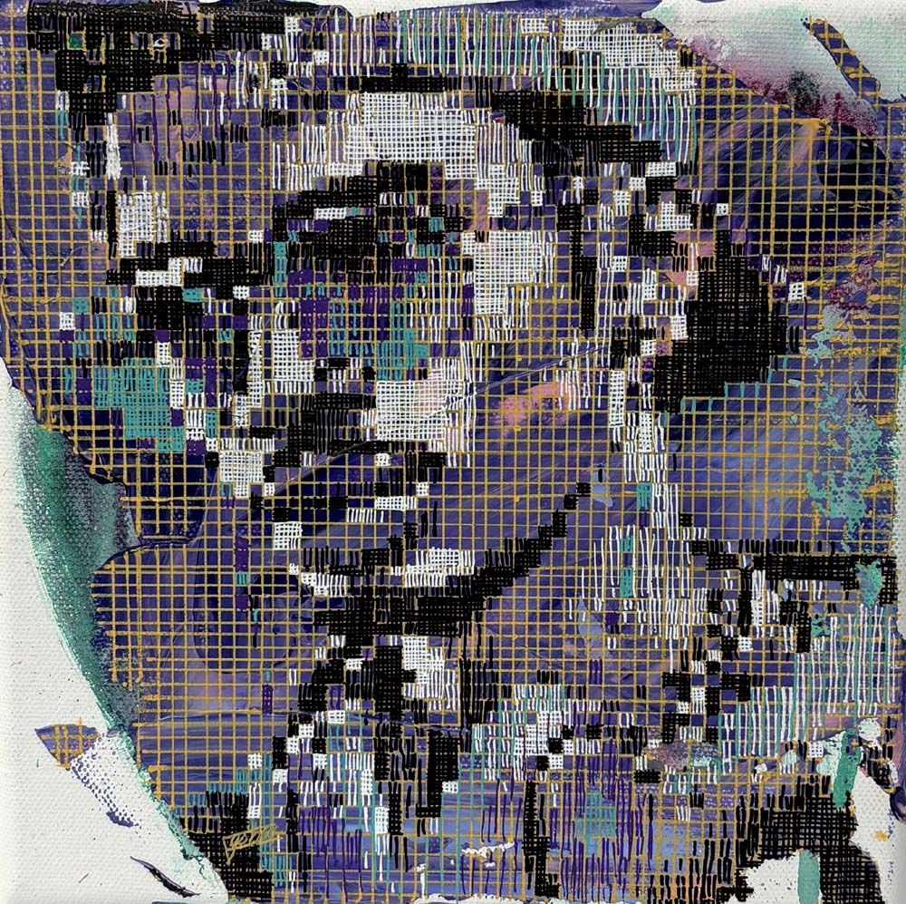 Tableau de NICOLAS JESBAC a pour titre  Série réappropriation humaine : musique urbain #2 style figuratif, graphique dim : NICOLAS JESBACprix:100